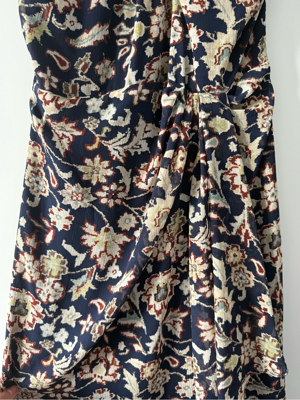 Ralph Lauren “Georgette” Navy Twist Front Floral Halter Gown - Picture 8 of 11